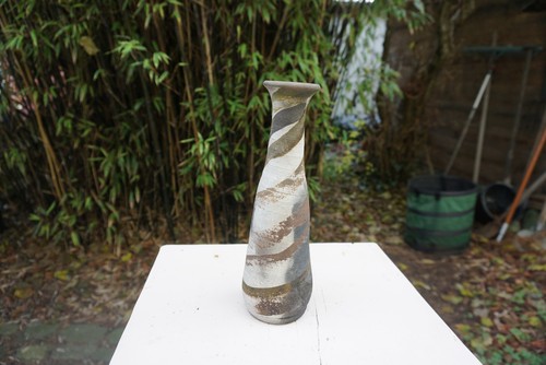 Vase beige grau studiokeramik - grau,