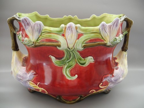 Jardiniere jugendstil majolika - jugendstil,