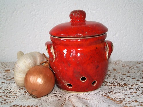 Knoblauchtopf rote keramik - knoblauchtopf,